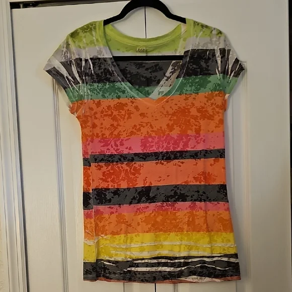 Multicolor Striped V-Neck T-Shirt - Picture 4 of 4